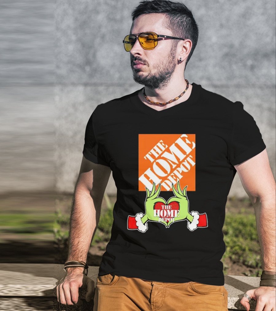 The Home Depot Christmas Grinch Green Hands Heart T-Shirt