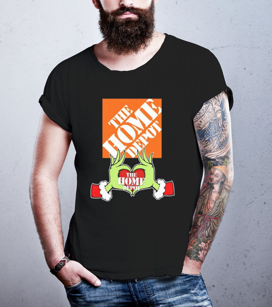 The Home Depot Christmas Grinch Green Hands Heart T-Shirt