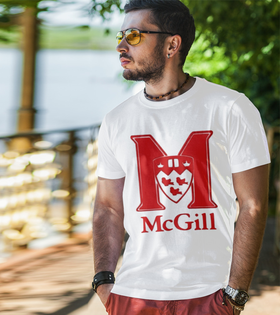 McGill University Large Red M And Shield Emblem T-Shirt