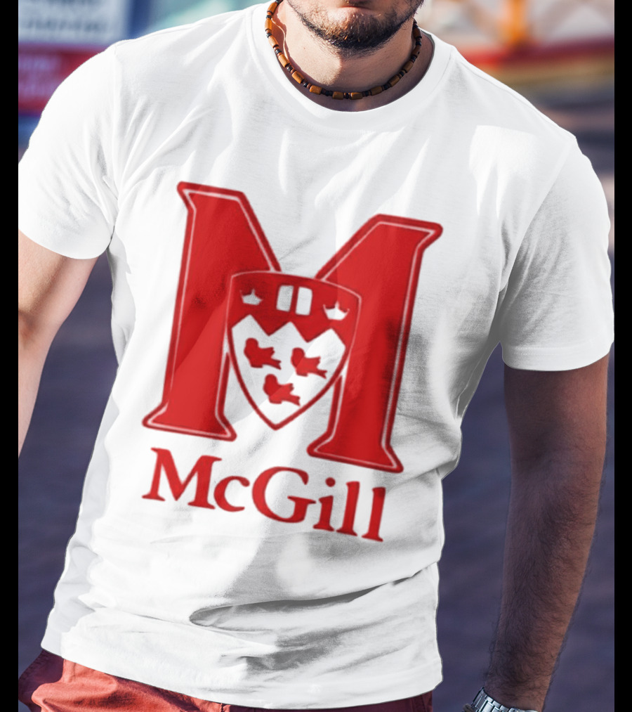 McGill University Large Red M And Shield Emblem T-Shirt