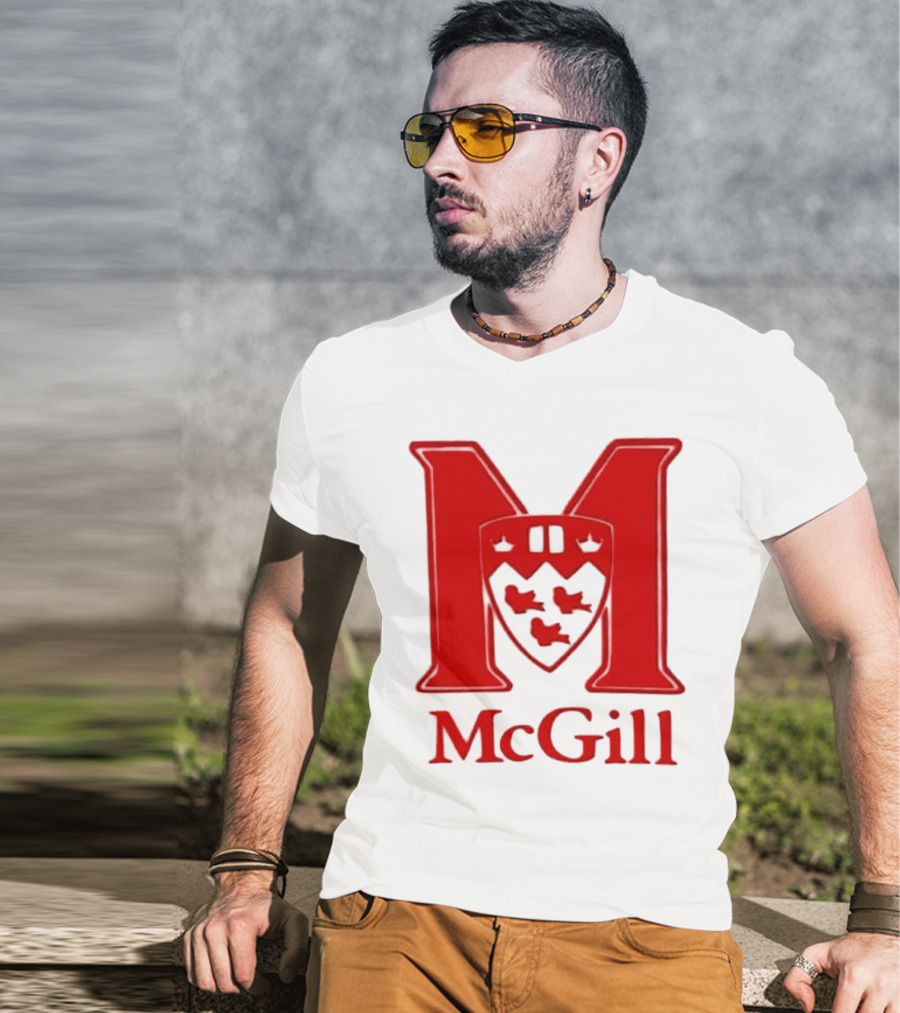 McGill University Large Red M And Shield Emblem T-Shirt