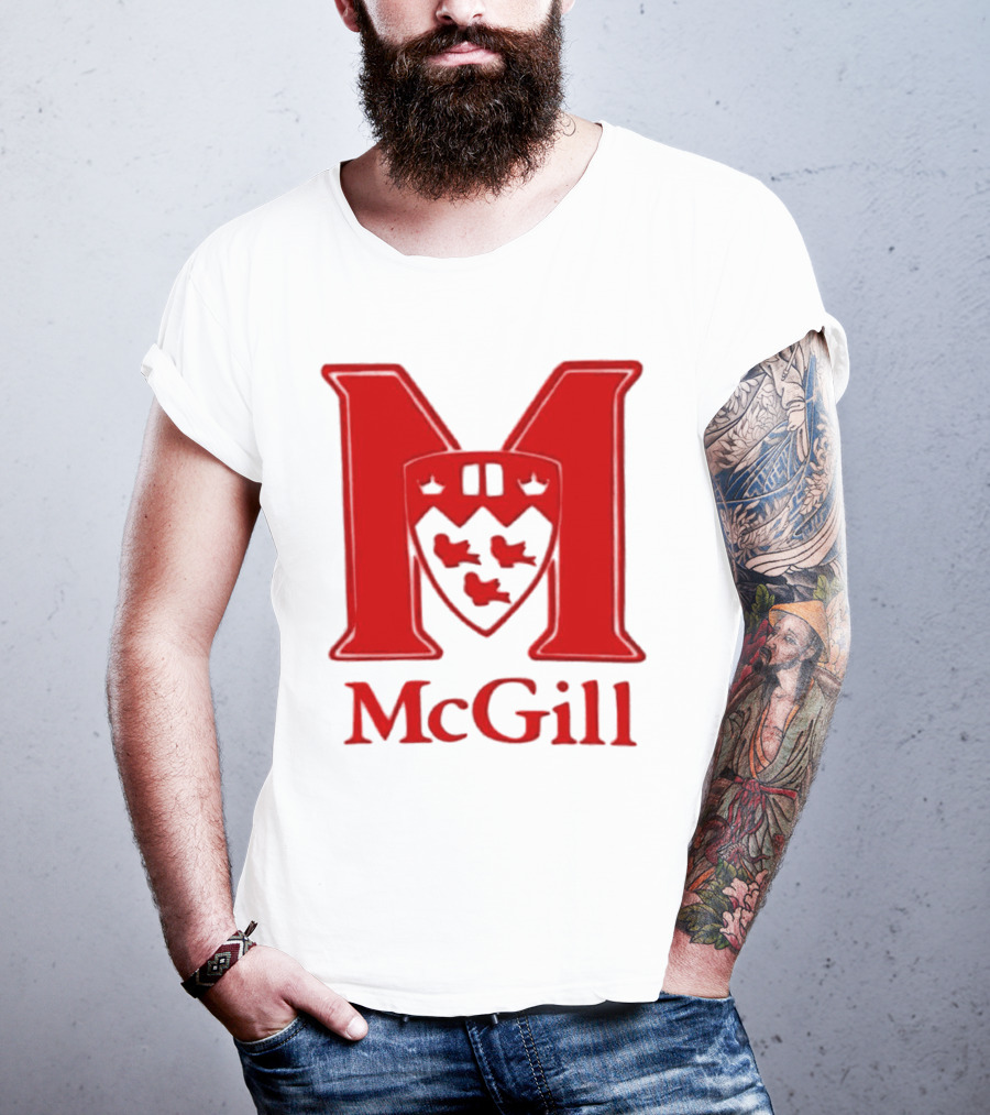 McGill University Large Red M And Shield Emblem T-Shirt