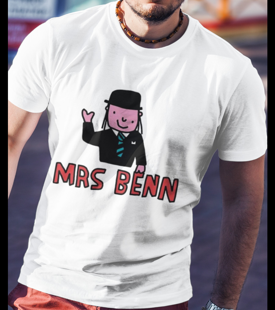 Mrs Benn Cartoon Character In Suit And Tie With Black Bowler Hat T-Shirt