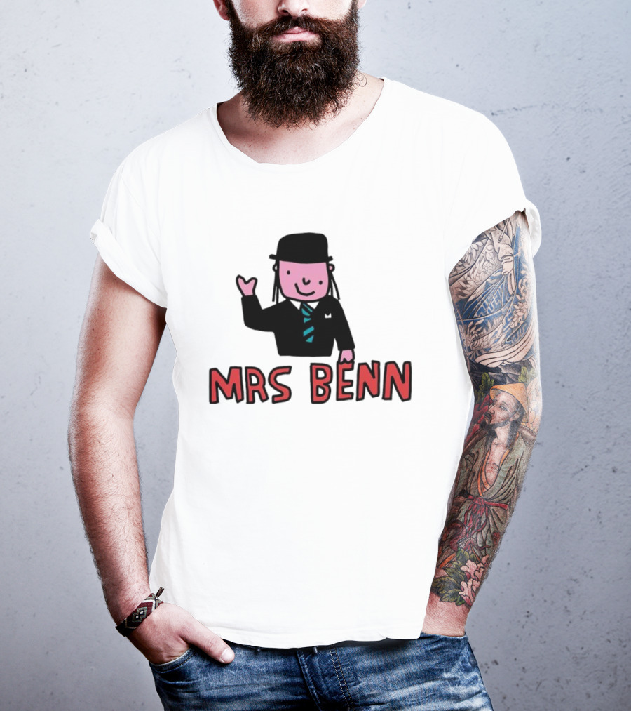 Mrs Benn Cartoon Character In Suit And Tie With Black Bowler Hat T-Shirt