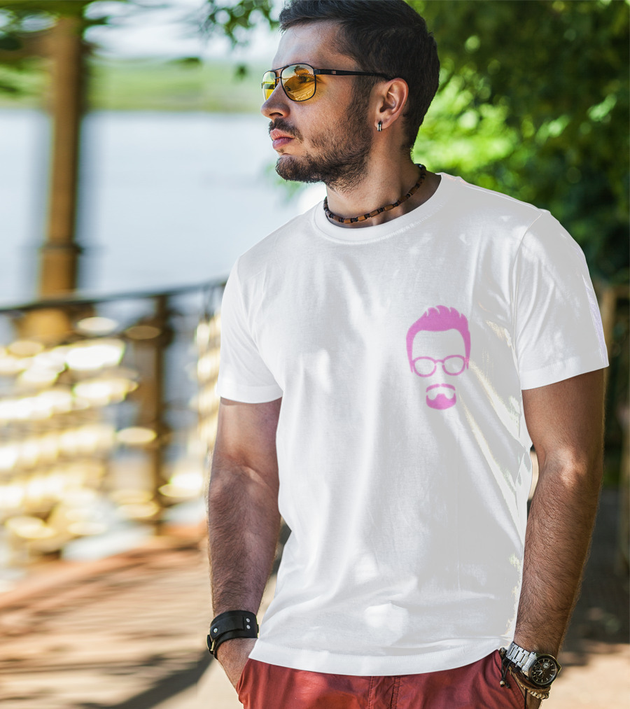 Goatee Pink Hair And Glasses T-Shirt