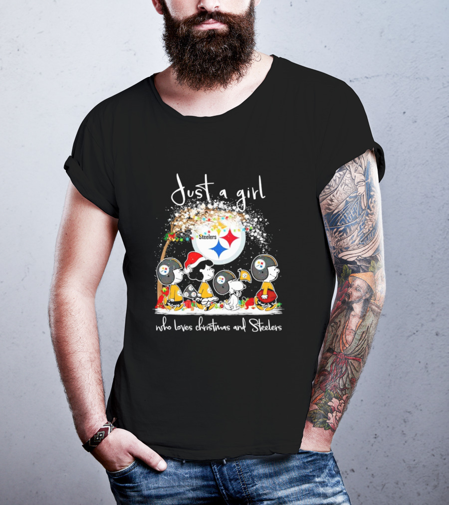 Peanuts Characters Just A Girl Who Loves Christmas And Steelers T-Shirt