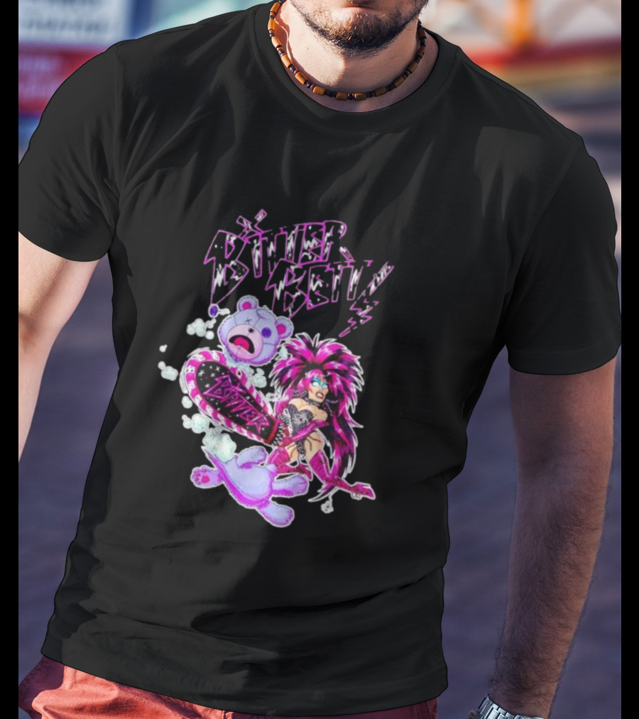 Bitter Betty Chainsaw Pink Chainsaw Fierce Style Teddy Bear T-Shirt