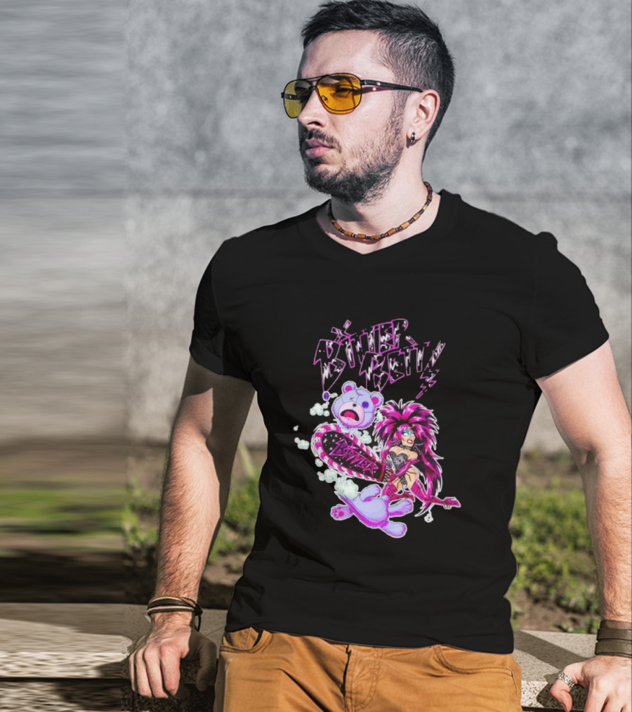 Bitter Betty Chainsaw Pink Chainsaw Fierce Style Teddy Bear T-Shirt