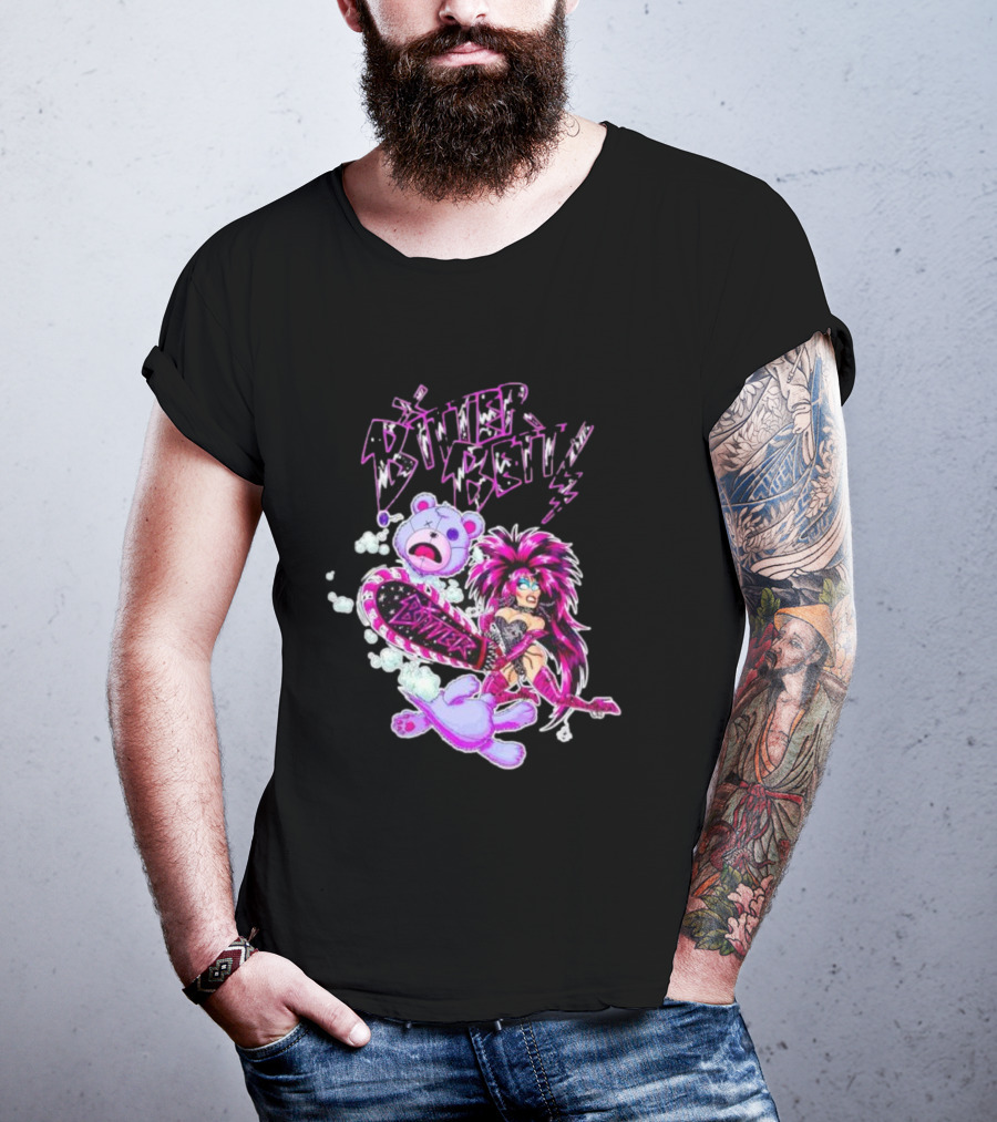 Bitter Betty Chainsaw Pink Chainsaw Fierce Style Teddy Bear T-Shirt