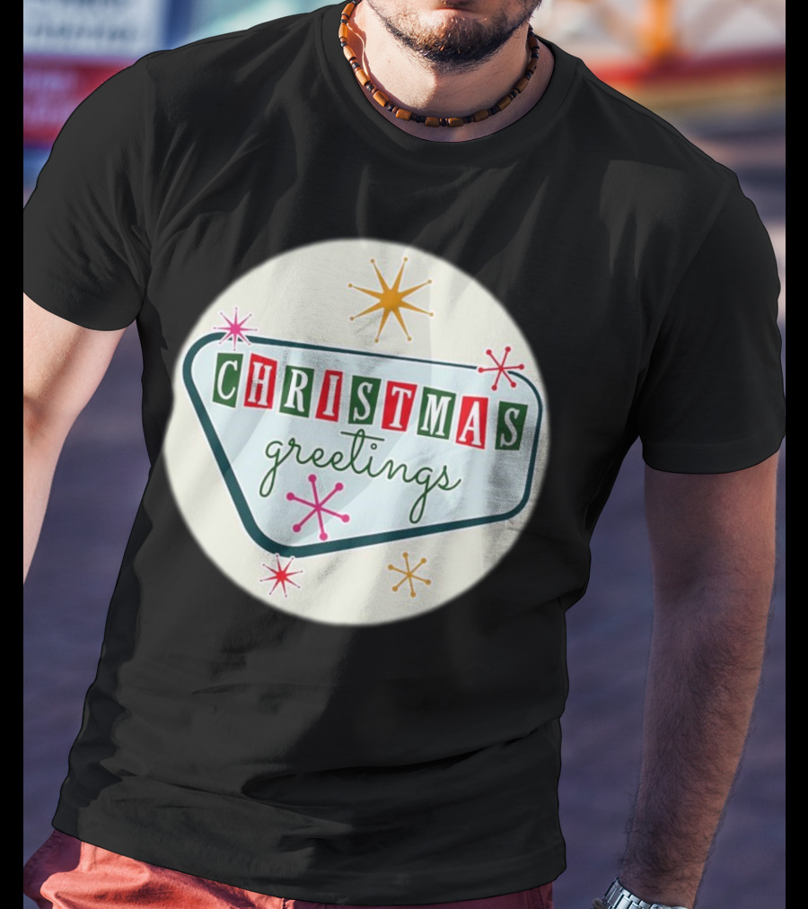 Christmas Greetings Vintage Retro Holiday 星 Starburst T-Shirt