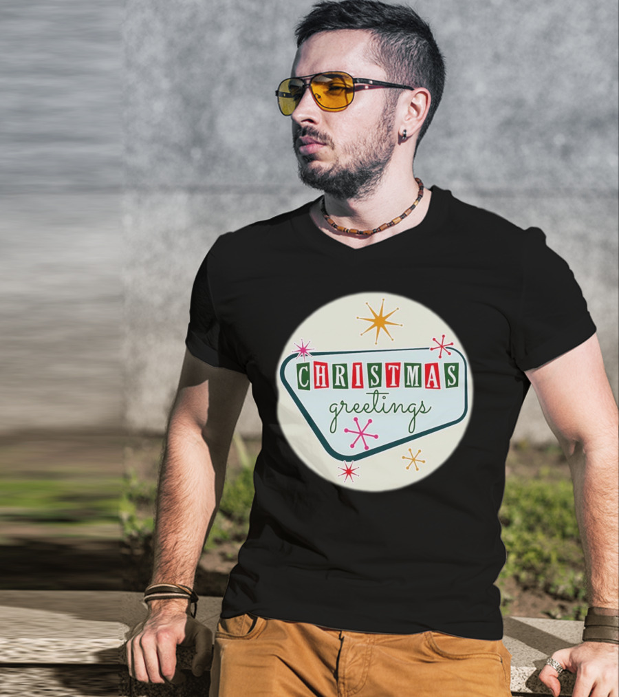 Christmas Greetings Vintage Retro Holiday 星 Starburst T-Shirt
