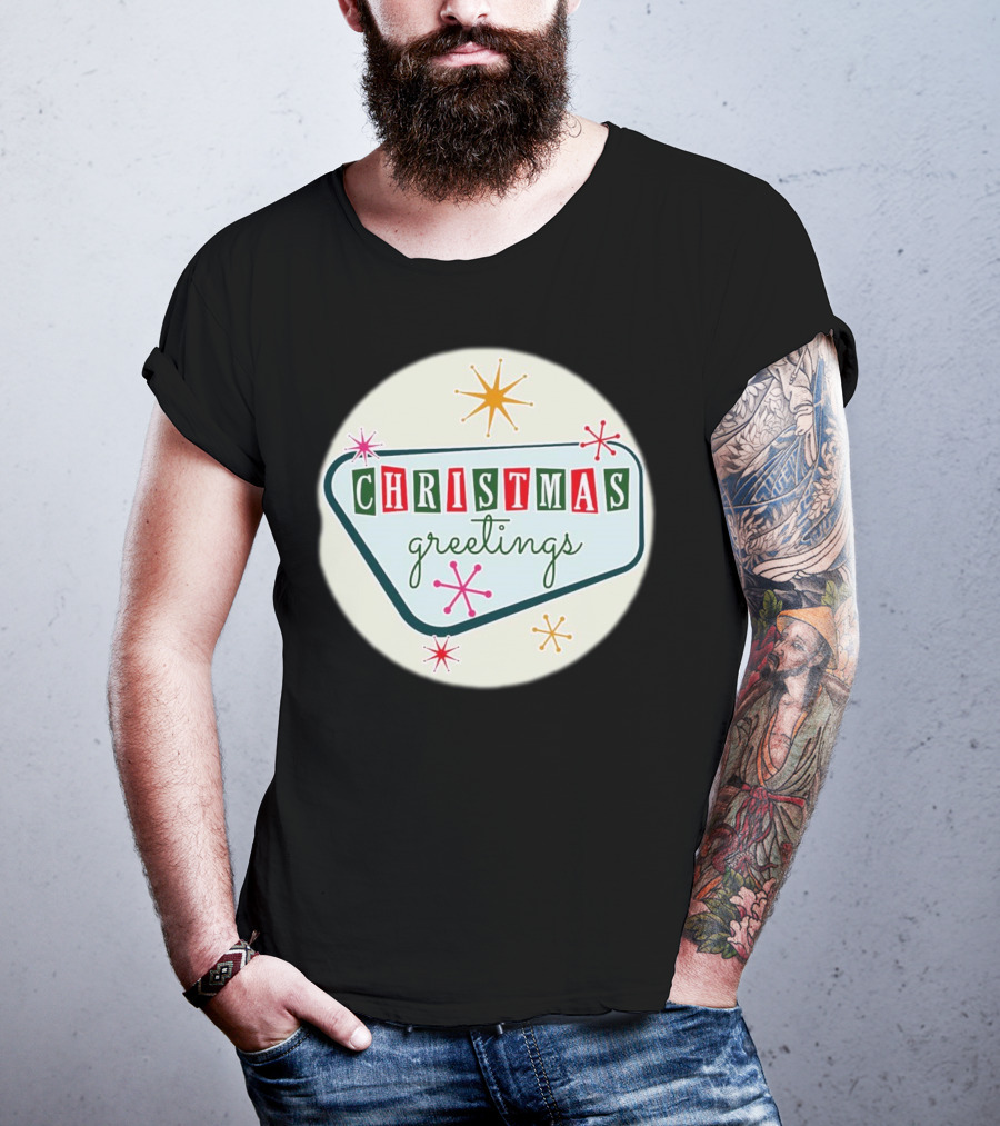 Christmas Greetings Vintage Retro Holiday 星 Starburst T-Shirt