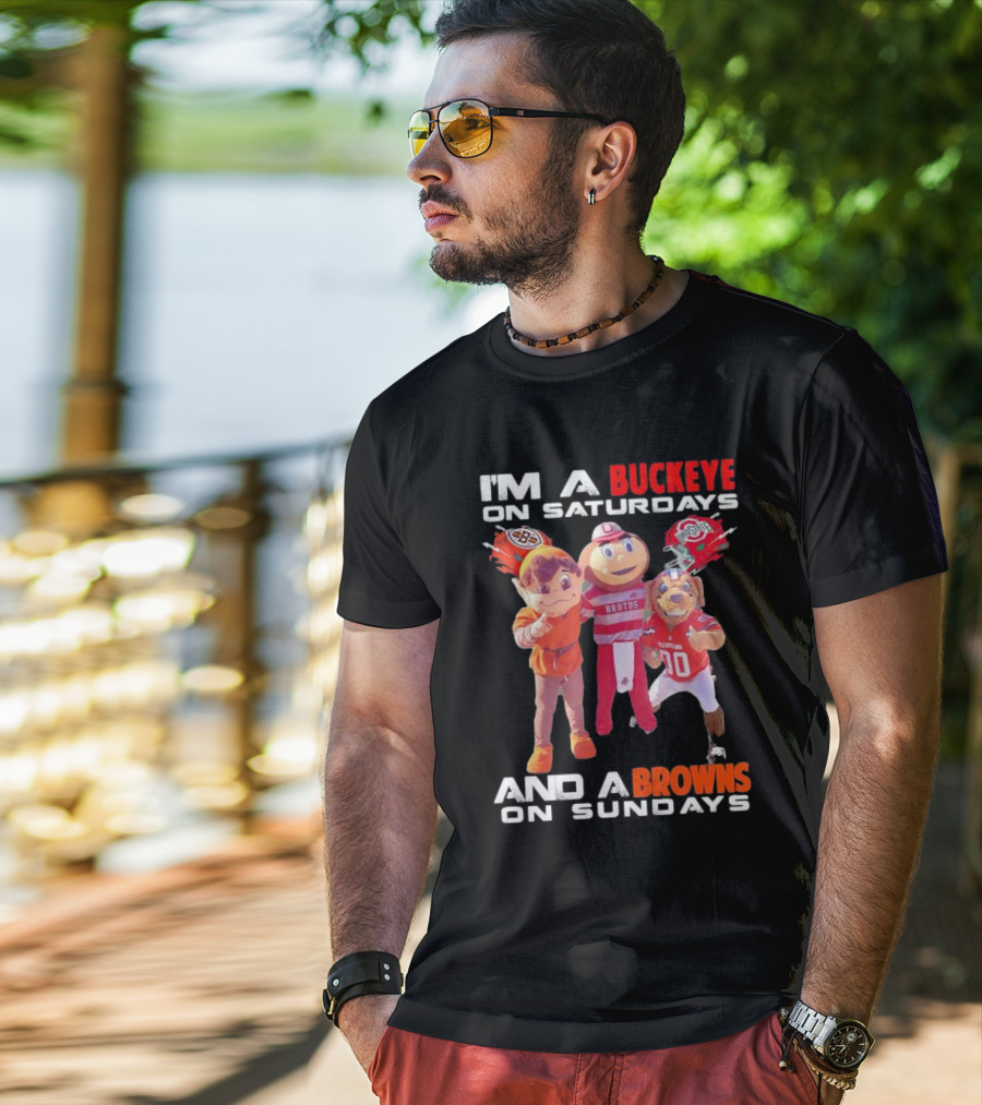 Brutus Buckeye And Cleveland Browns Mascots Football T-Shirt
