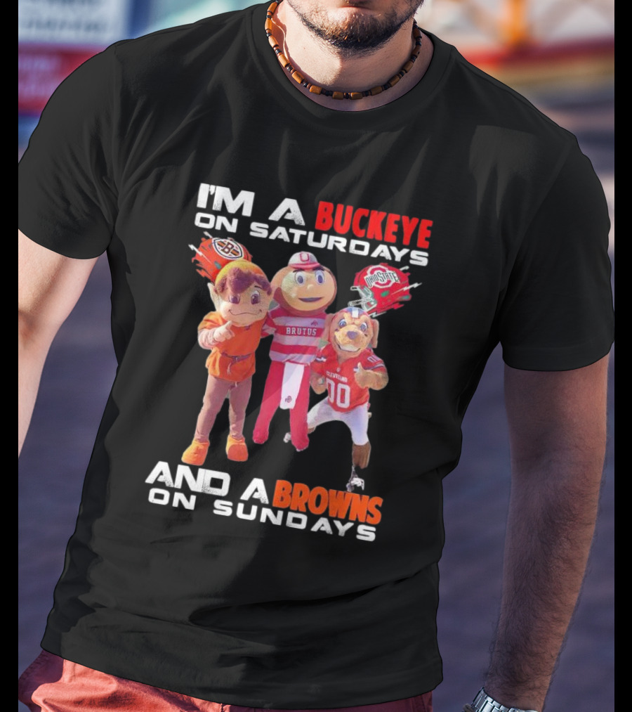 Brutus Buckeye And Cleveland Browns Mascots Football T-Shirt