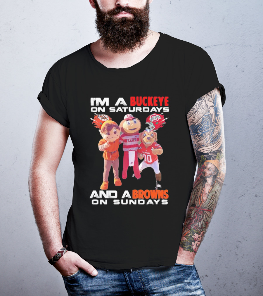 Brutus Buckeye And Cleveland Browns Mascots Football T-Shirt