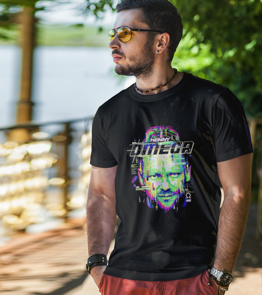 Kenny Omega Neon Glitch Portrait With Omega T-Shirt