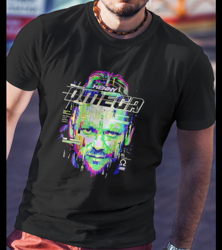 Kenny Omega Neon Glitch Portrait With Omega T-Shirt