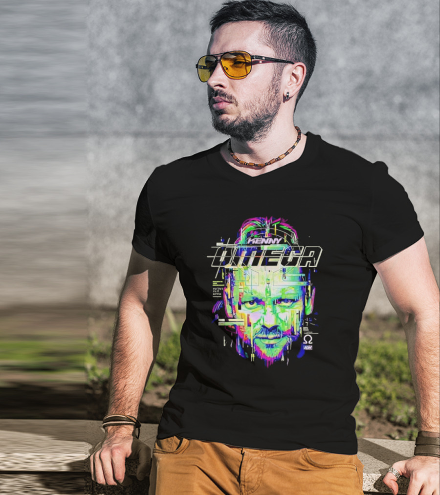 Kenny Omega Neon Glitch Portrait With Omega T-Shirt