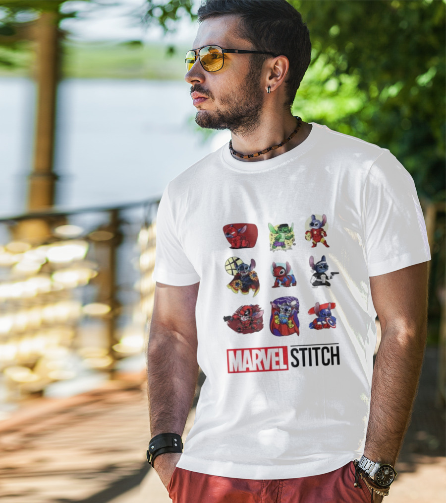 Marvel Stitch Super Hero Characters Collaboration Collection T-Shirt