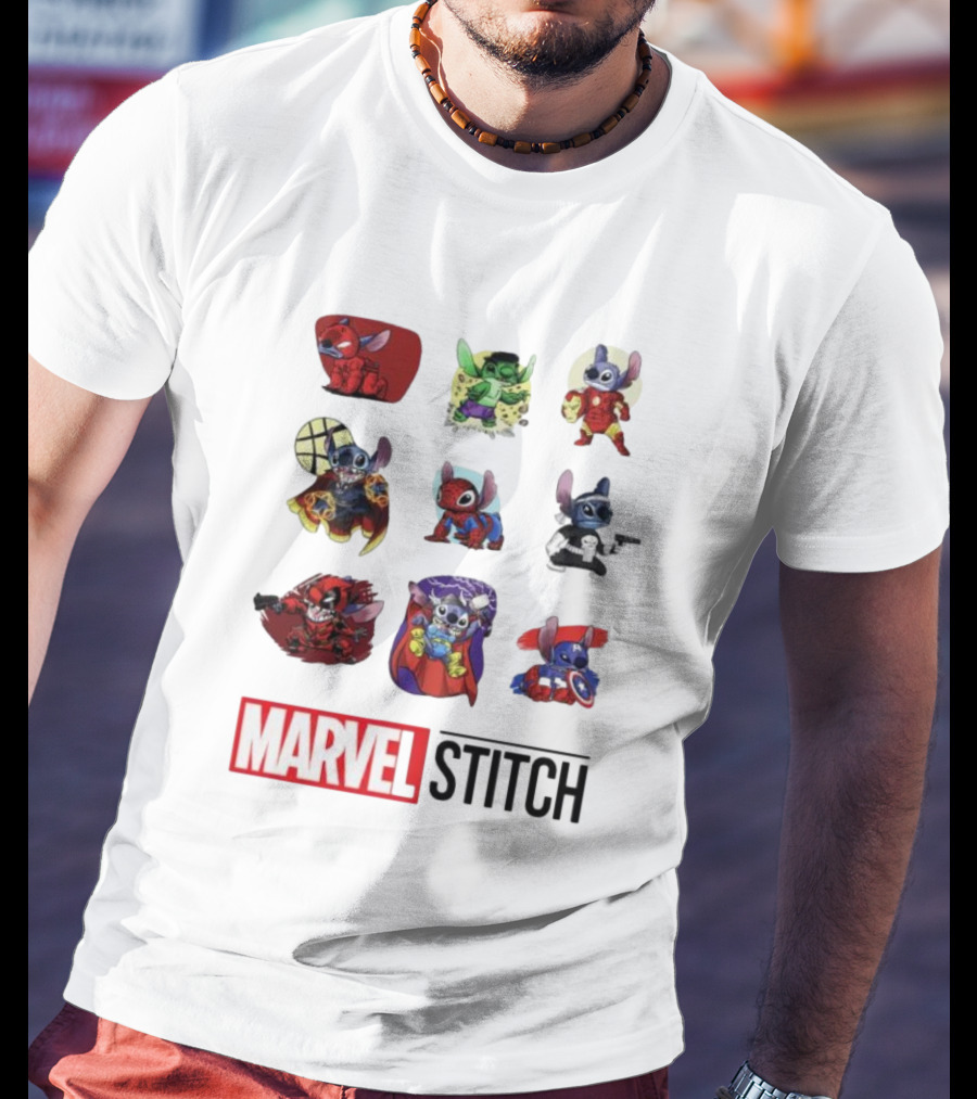Marvel Stitch Super Hero Characters Collaboration Collection T-Shirt