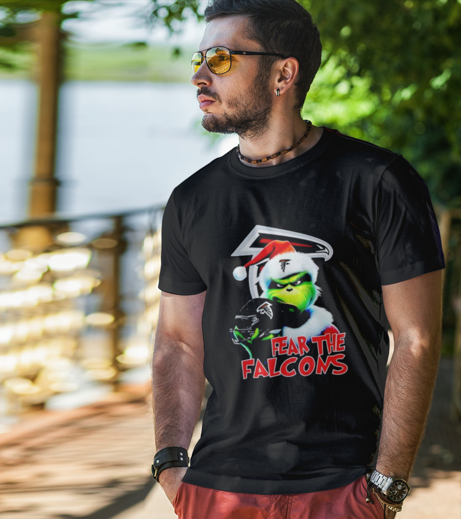 Atlanta Falcons Grinch Santa Fear The Falcons NFL T-Shirt