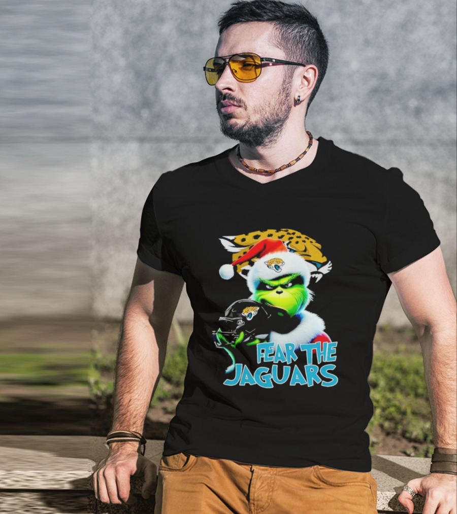 Santa Grinch Fear The Jaguars Jacksonville Jaguars NFL T-Shirt