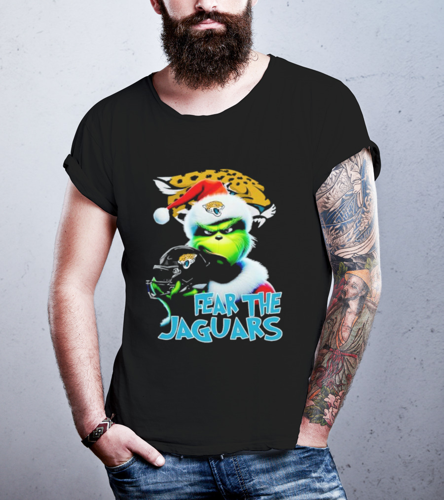 Santa Grinch Fear The Jaguars Jacksonville Jaguars NFL T-Shirt