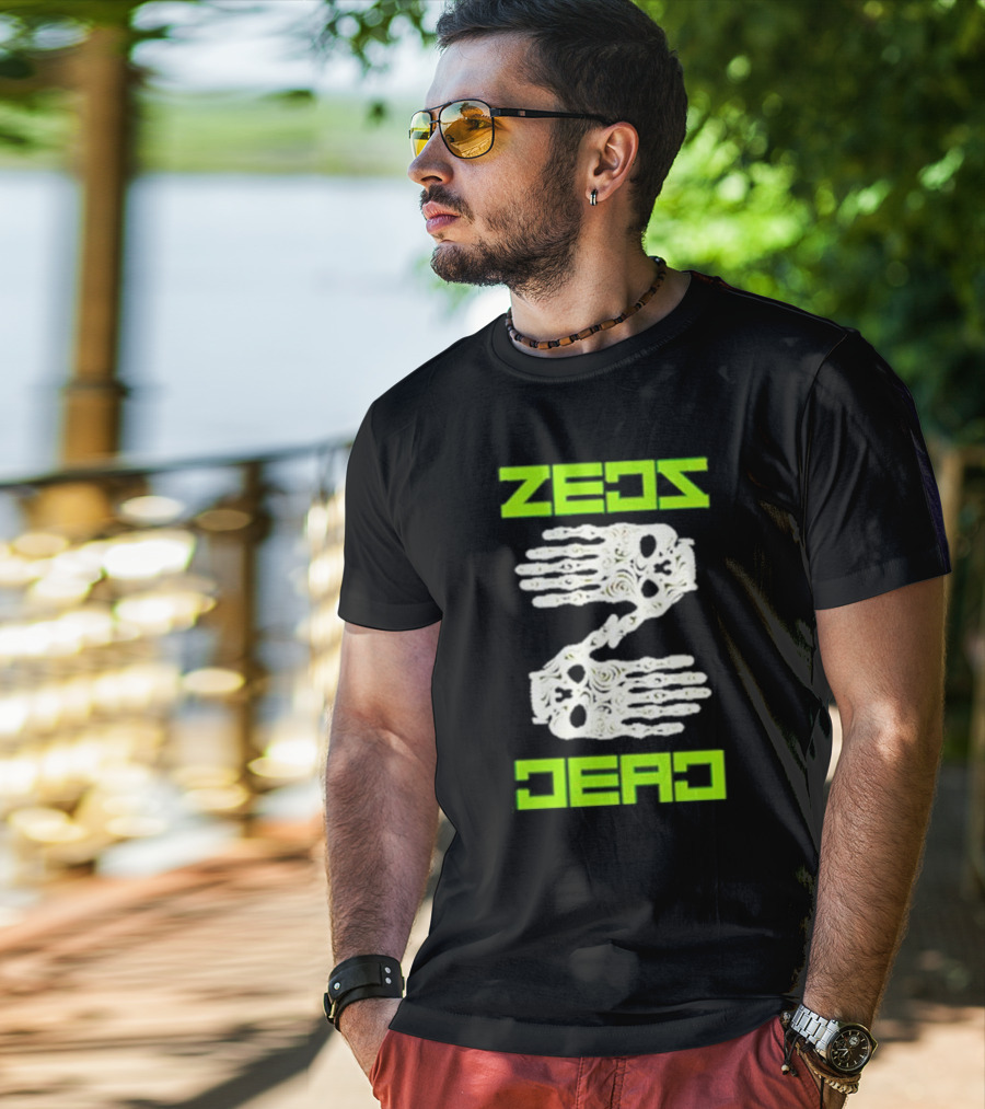 Zeds Dead Skeleton Hands Neon Typography T-Shirt