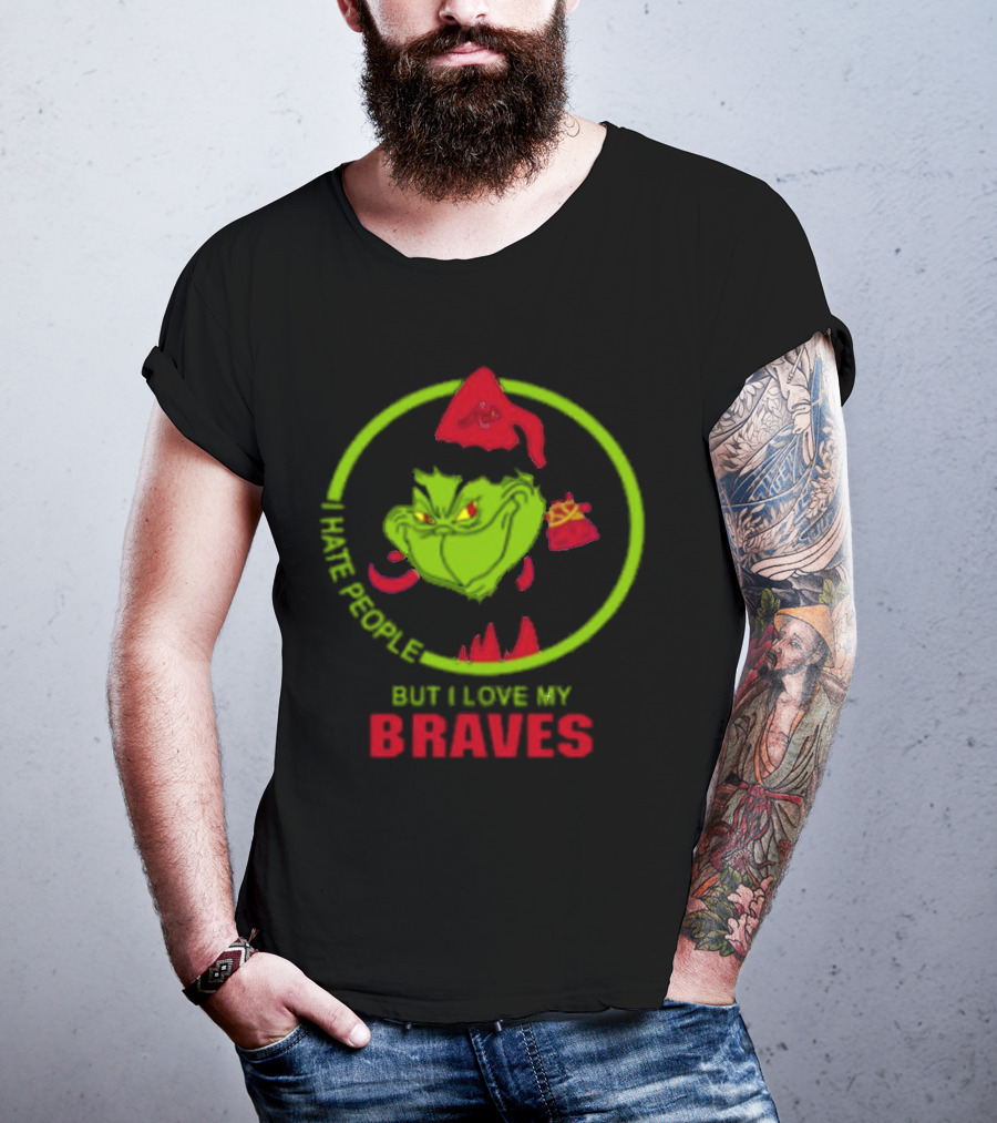I Hate People But I Love My Braves Atlanta MLB Christmas Grinch T-Shirt