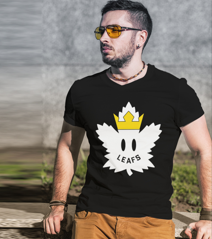 Leafs White Crown Face Emblem T-Shirt