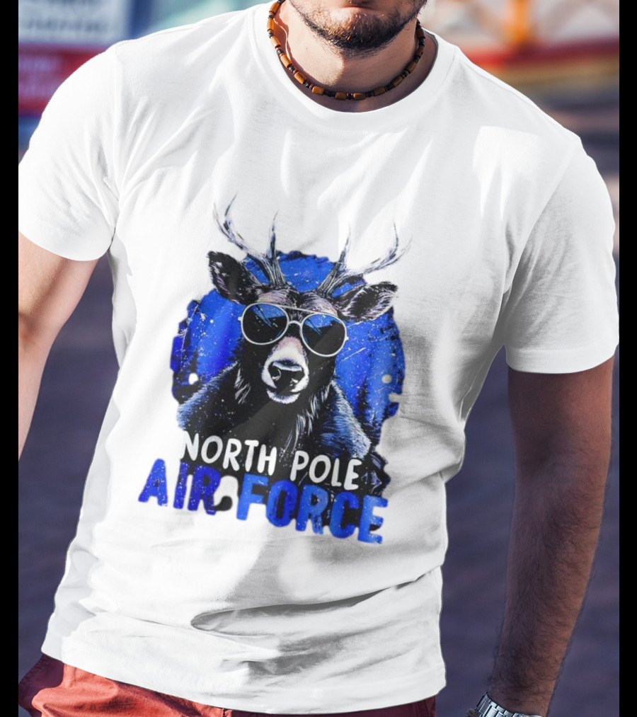 North Pole Air Force Cool Deer In Sunglasses T-Shirt