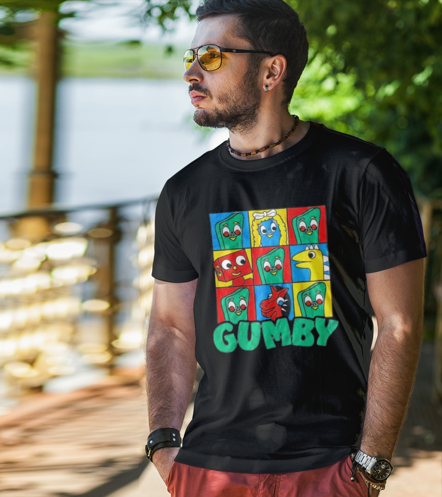 Gumby And Friends Colorful Cartoon Character Grid T-Shirt
