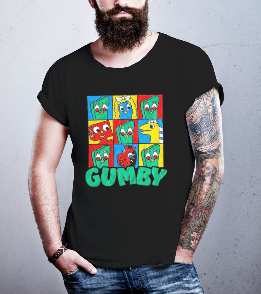 Gumby And Friends Colorful Cartoon Character Grid T-Shirt