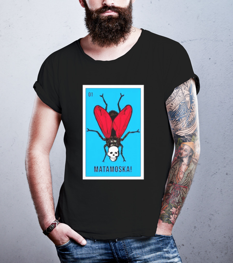 La Moska Loteria Matamoska 01 Fly Skull Blue Red Wings T-Shirt