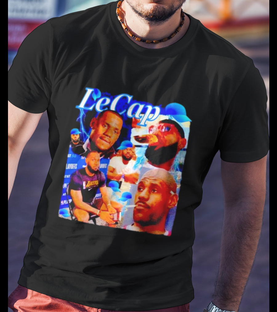 LeCap Lebron James Lakers Playoffs Meme Electricity Background T-Shirt