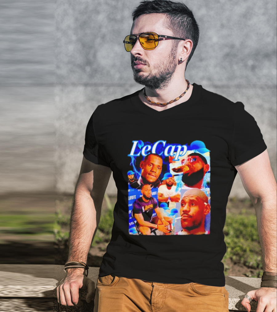 LeCap Lebron James Lakers Playoffs Meme Electricity Background T-Shirt