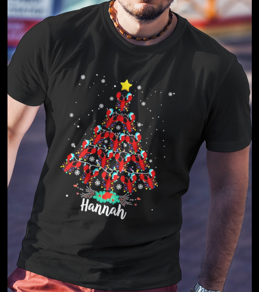 Hannah Lobster Christmas Tree With Star And Snowflakes T-Shirt