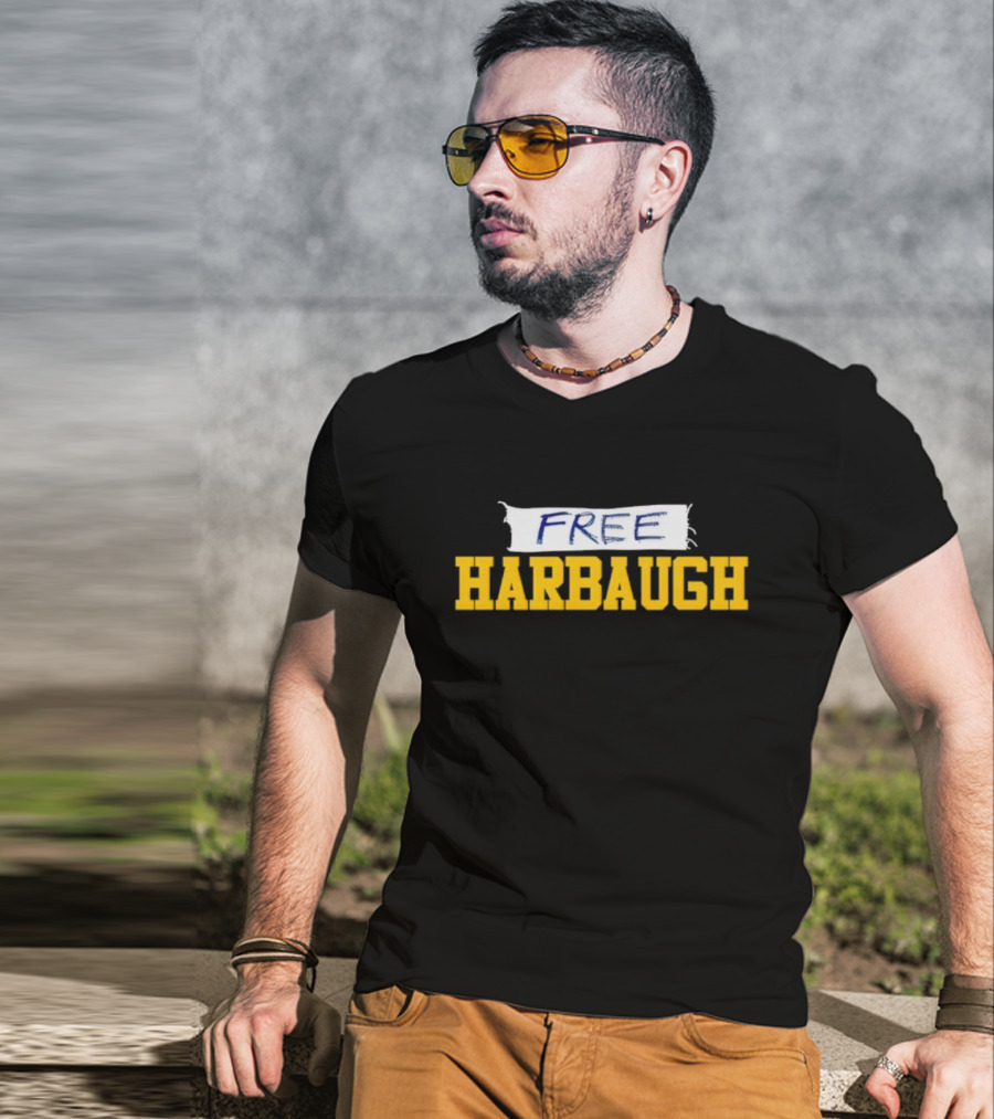 Free Harbaugh Michigan Wolverines T-Shirt
