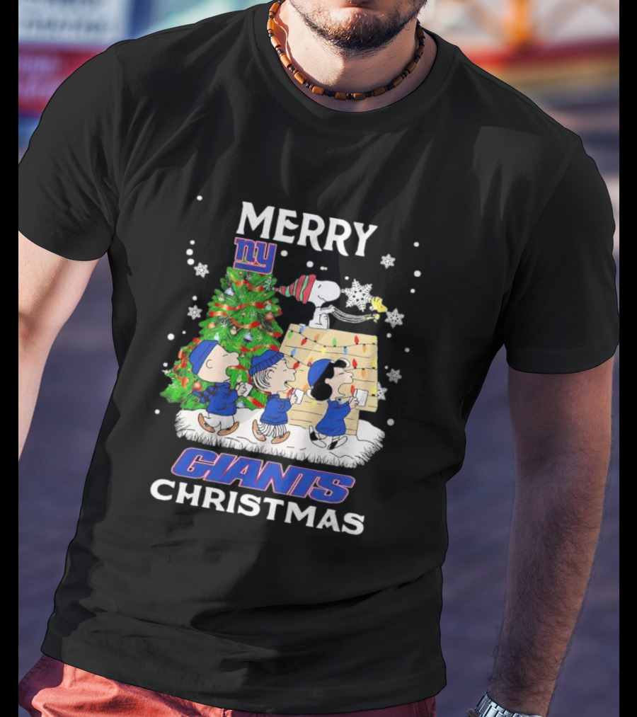 Merry Christmas Peanuts New York Giants T-Shirt