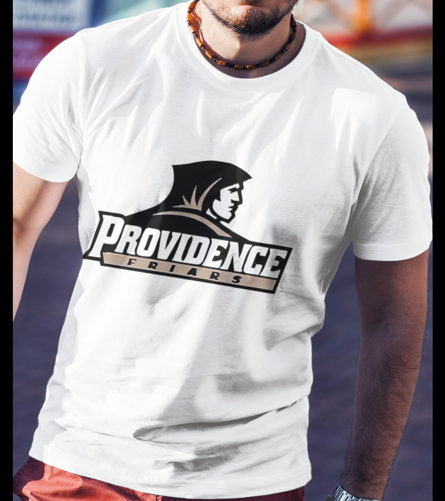 Providence Friars Athletics Team Emblem Iconic Black And White Hooded Figure T-Shirt