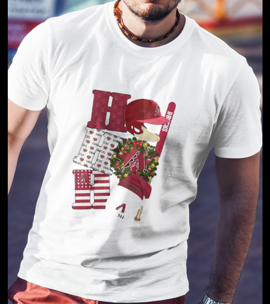 Arizona Diamondbacks D-Backs Ho Ho Ho Merry Christmas Holiday Baseball T-Shirt