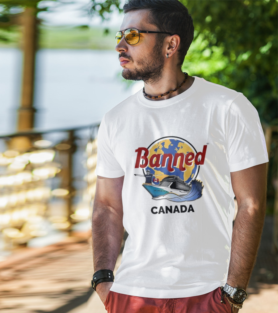 Banned From Canada Map Ship Wave T-Shirt