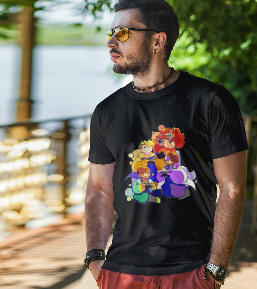 Bish Bash Bots Gaming Fun Characters Controller Crew T-Shirt