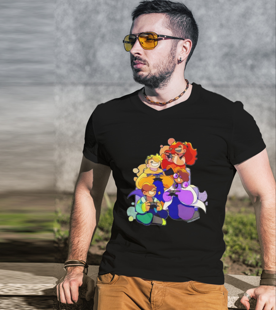 Bish Bash Bots Gaming Fun Characters Controller Crew T-Shirt