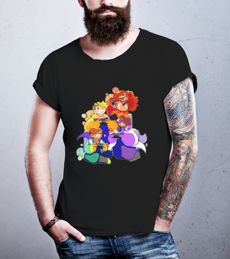 Bish Bash Bots Gaming Fun Characters Controller Crew T-Shirt