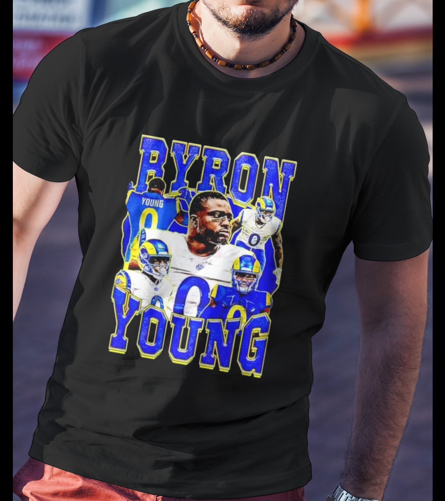 Byron Young Los Angeles Rams Picture Collage T-Shirt