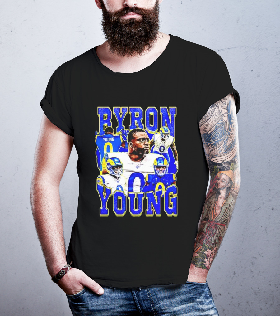 Byron Young Los Angeles Rams Picture Collage T-Shirt