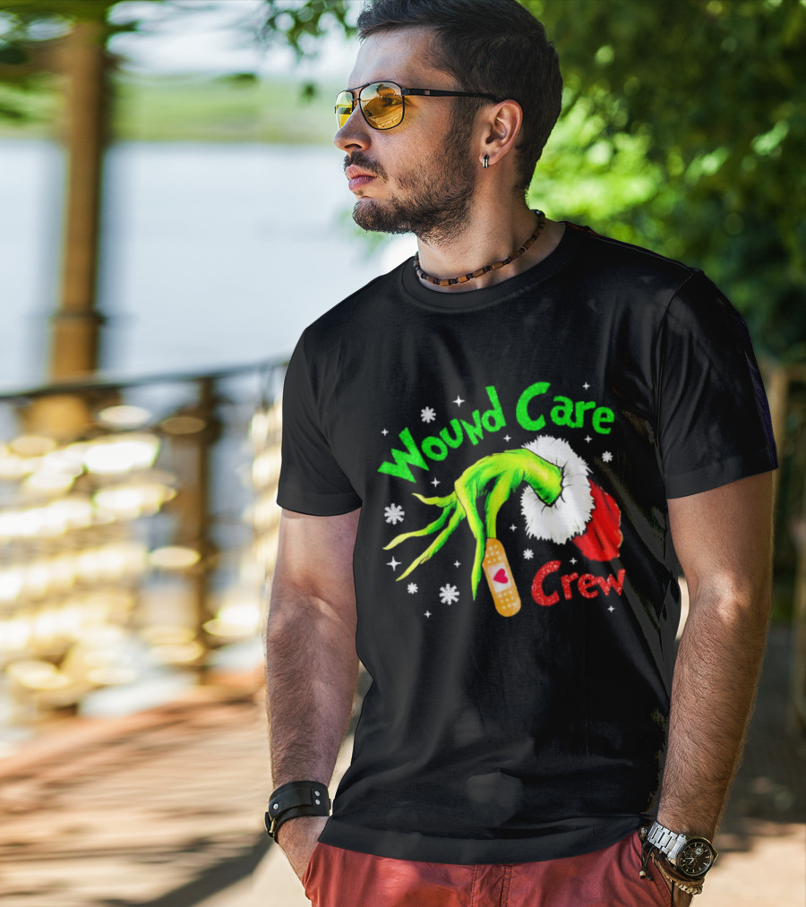 Wound Care Crew Grinch Hand Merry Christmas T-Shirt