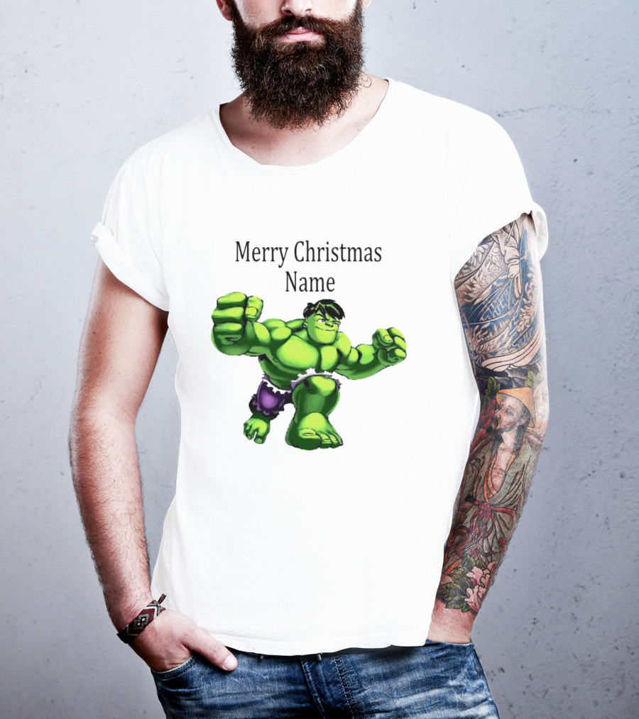 Merry Christmas Name Hulk Green T-Shirt