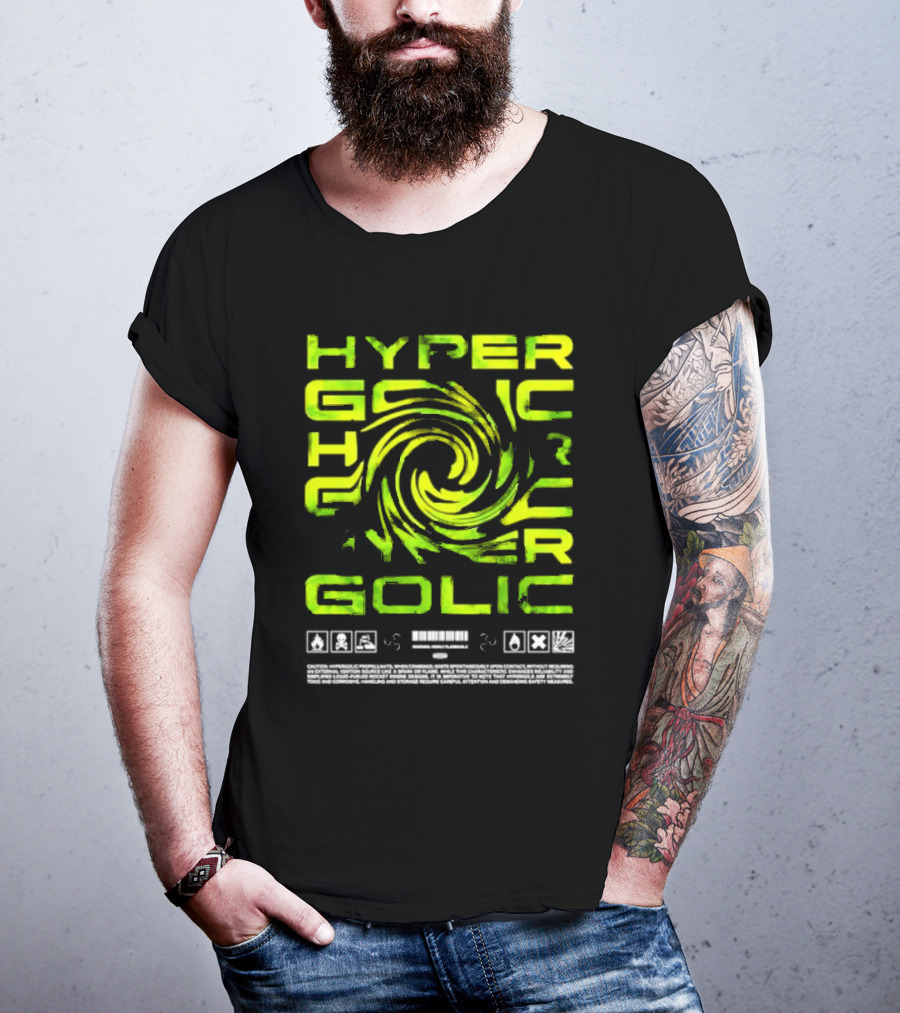 HYPERGOLIC SAFETY WARNING SYMBOLS SWIRL TEXT T-Shirt